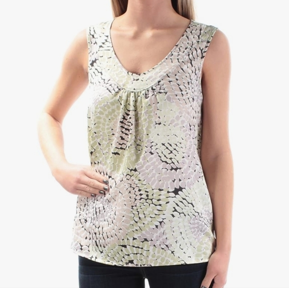 Kasper Celadon Mosaic Print Shell Size Small - Picture 1 of 9